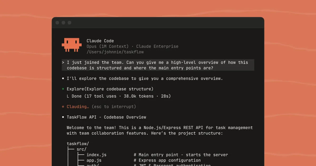 Claude Code terminal interface showing the Claude Code mascot and a coding session