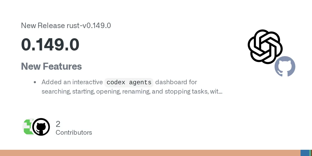 Codex CLI 0.149.0 release on GitHub