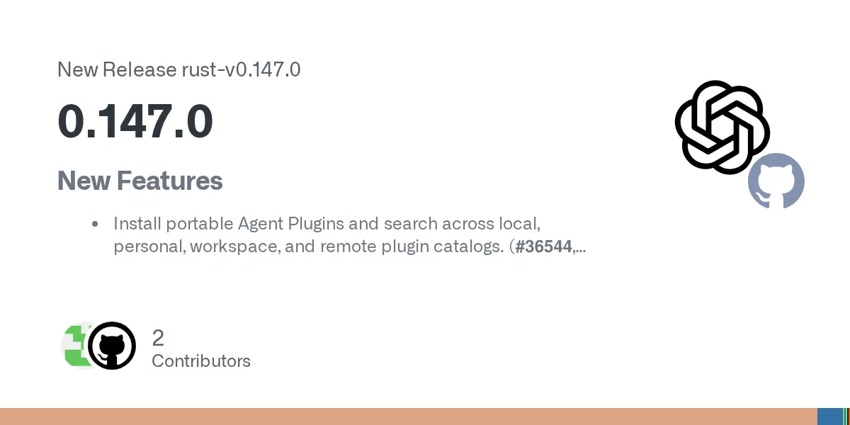 Codex CLI 0.147.0 release notes on GitHub