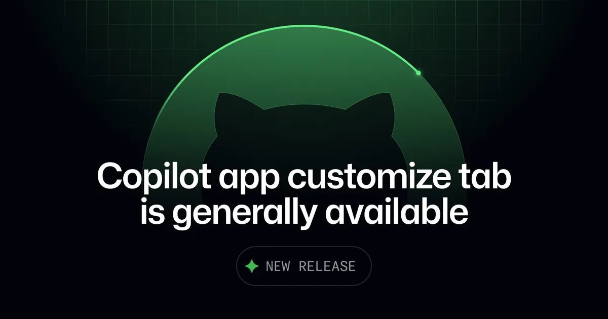 GitHub Copilot app Customize tab interface showing MCP servers and plugins