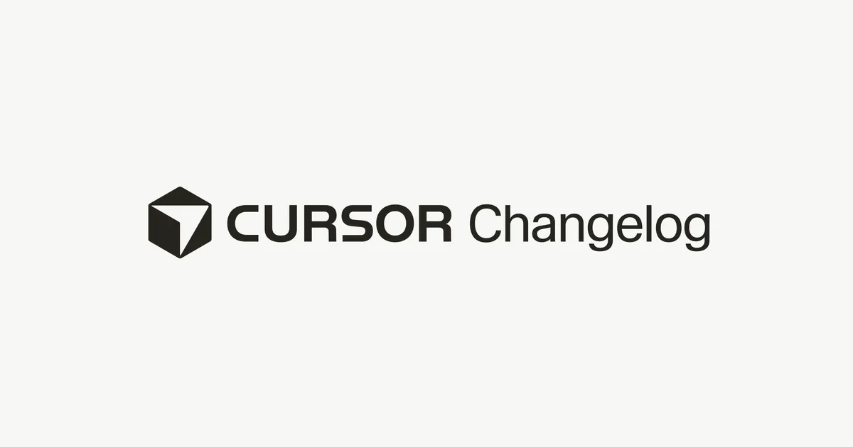 Cursor changelog showing Google Workspace plugin integration