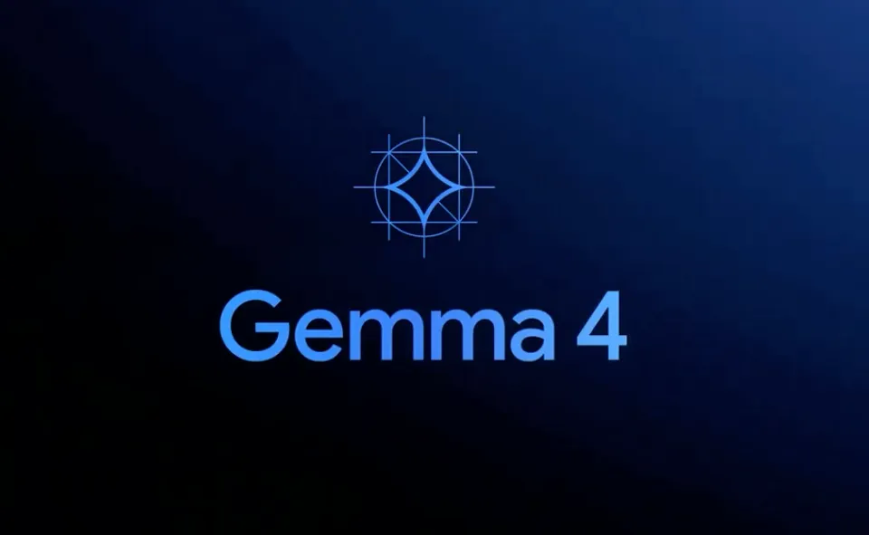 Gemma 4 logo on dark blue background with Google DeepMind icon