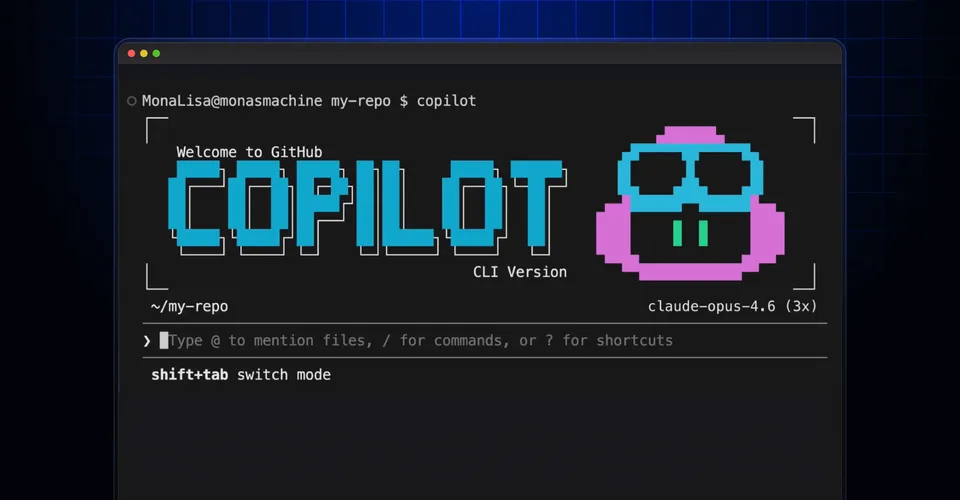 GitHub Copilot CLI welcome screen showing the terminal interface with GitHub branding