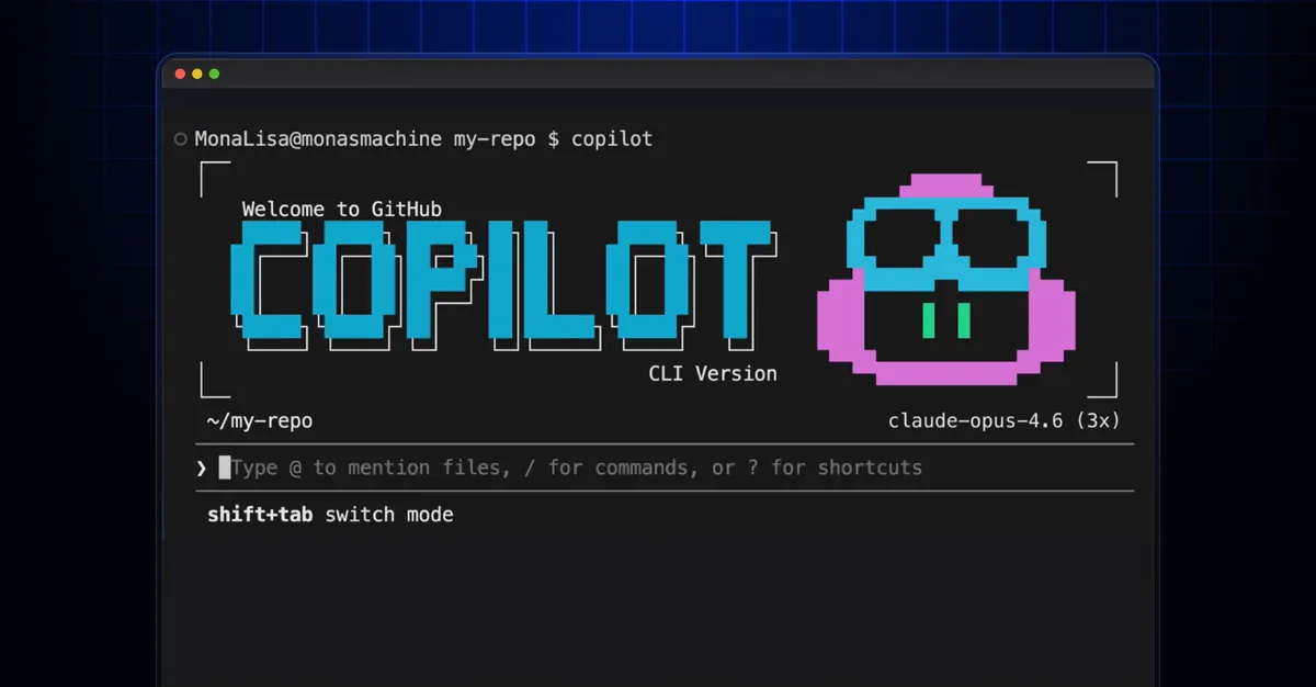GitHub Copilot CLI welcome screen showing the terminal interface with GitHub branding