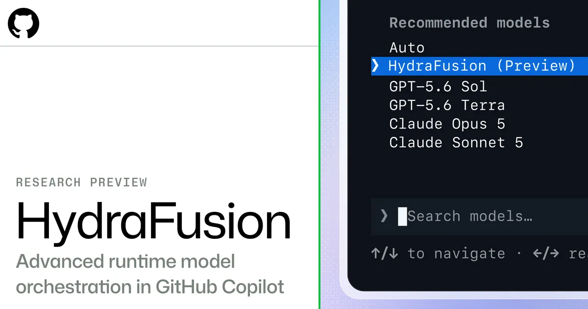 GitHub HydraFusion multi-model orchestration interface showing task routing