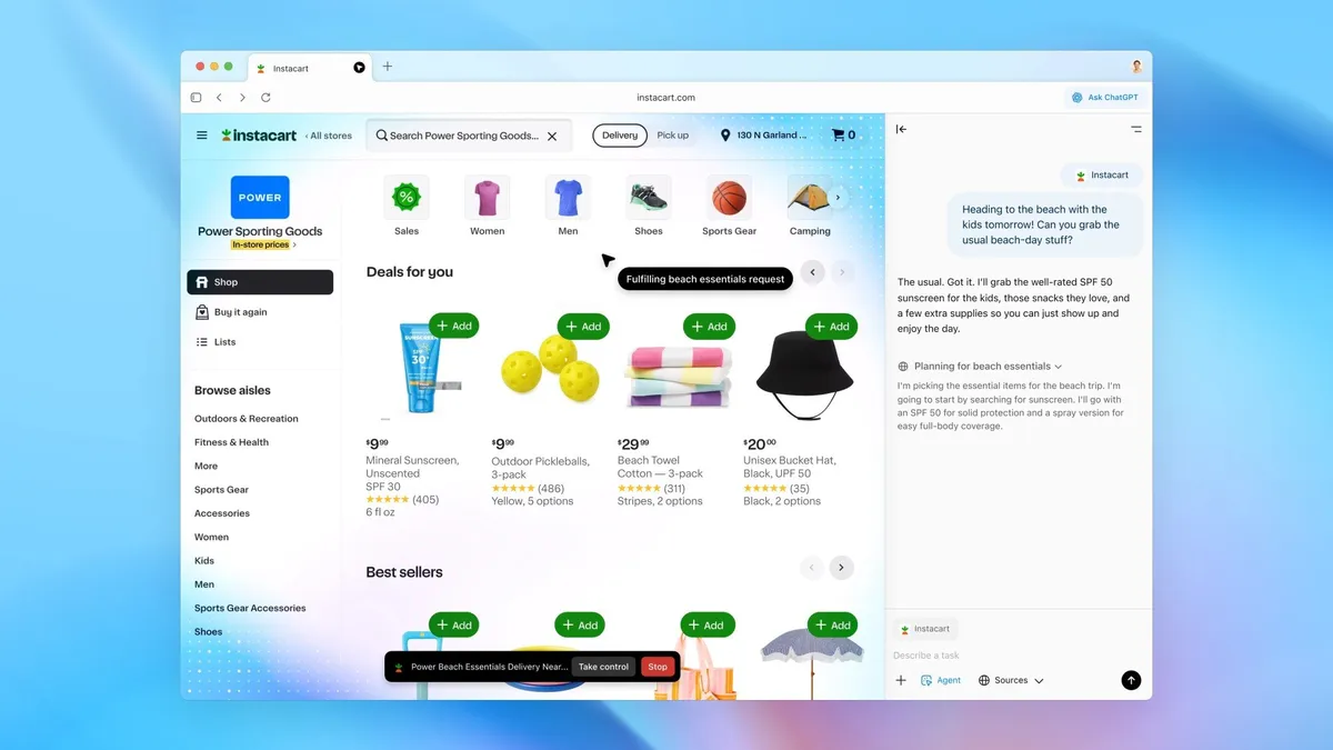 ChatGPT Atlas browser interface