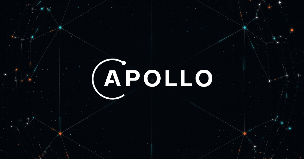 Apollo GraphQL logo over a dark network-graph background
