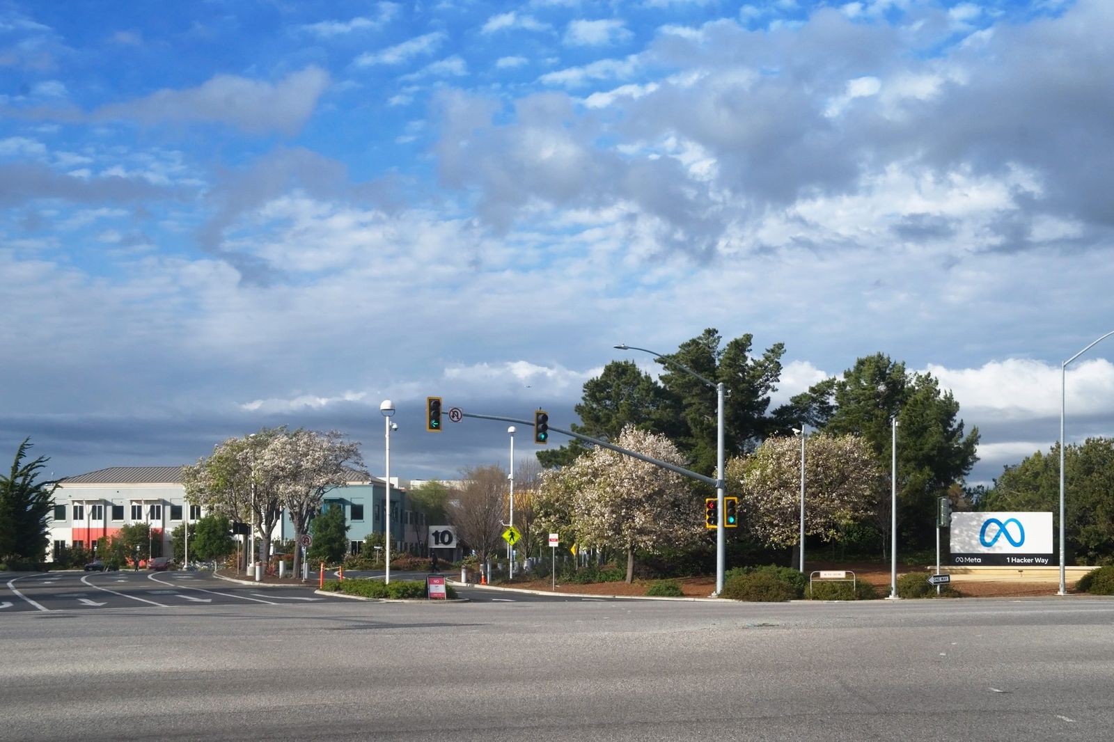 Meta Platforms headquarters campus in Menlo Park, California, photographed in daylight