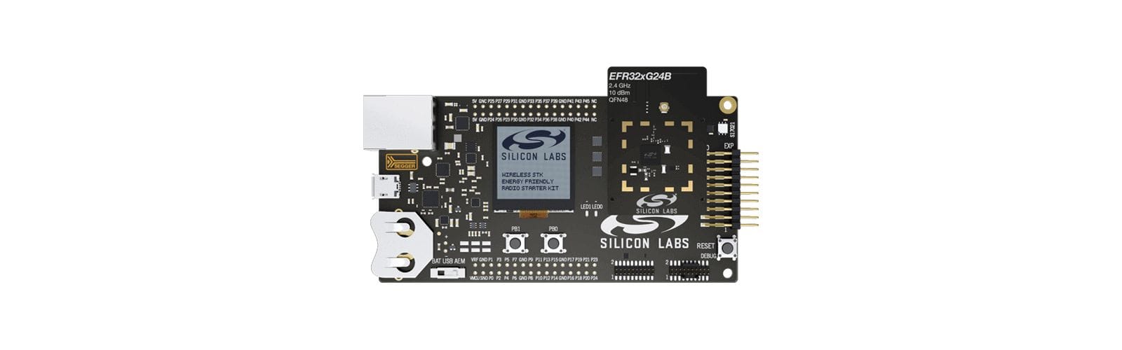 A Silicon Labs EFR32xG24 wireless development pro kit board