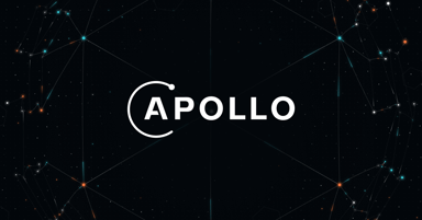 Apollo GraphQL logo over a dark network-graph background