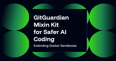 GitGuardian Docker Sandbox Mixin Kit announcement graphic showing sandboxed AI coding with secret scanning